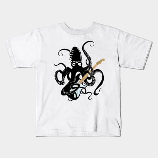 Kraken octopus with electric guitar Kids T-Shirt